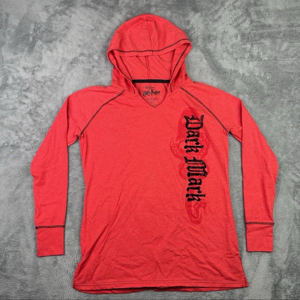 Orlando Studios Wizarding World Death Hooded Long Sleeve Shirt Graphic Print
